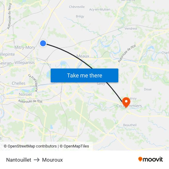 Nantouillet to Mouroux map