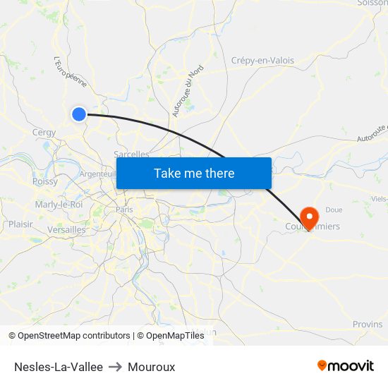 Nesles-La-Vallee to Mouroux map