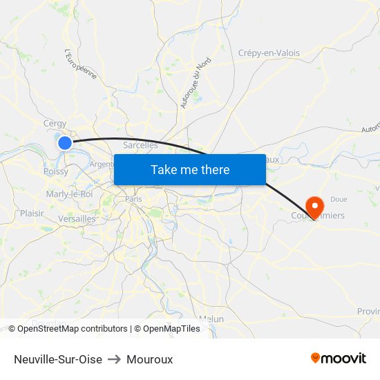 Neuville-Sur-Oise to Mouroux map