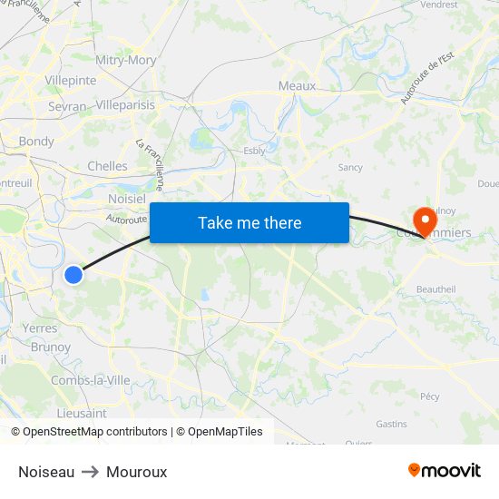 Noiseau to Mouroux map