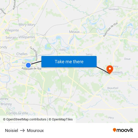 Noisiel to Mouroux map