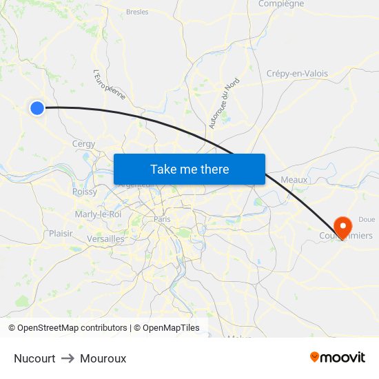 Nucourt to Mouroux map