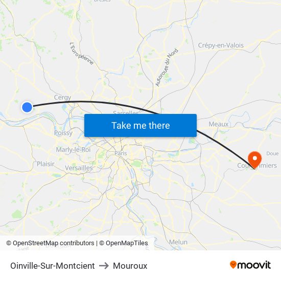 Oinville-Sur-Montcient to Mouroux map