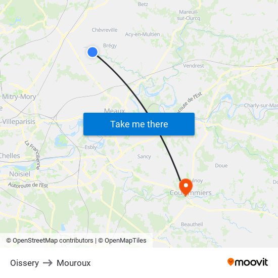 Oissery to Mouroux map