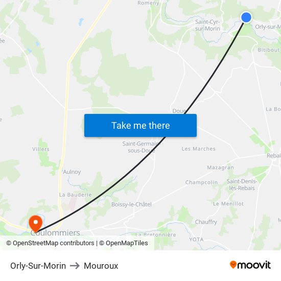 Orly-Sur-Morin to Mouroux map