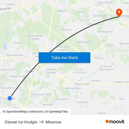 Ozouer-Le-Voulgis to Mouroux map