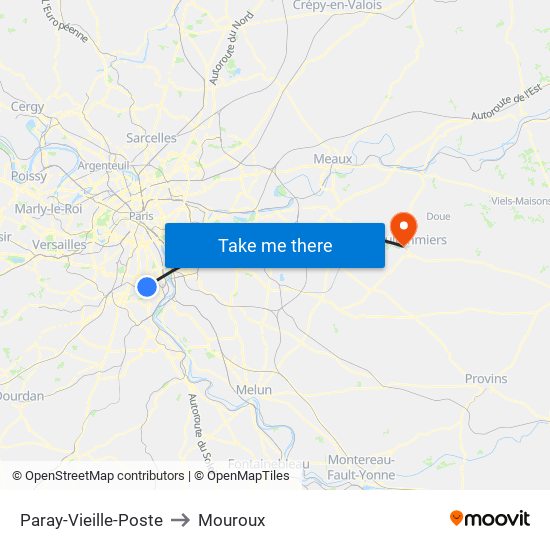 Paray-Vieille-Poste to Mouroux map