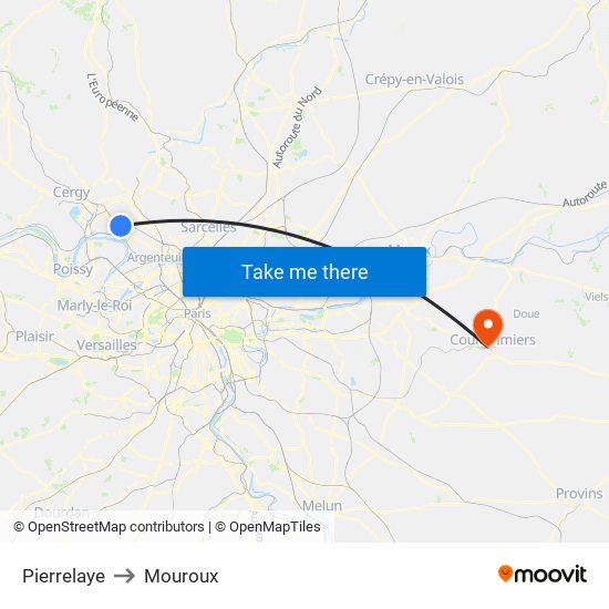 Pierrelaye to Mouroux map