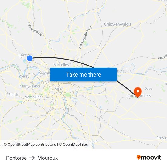 Pontoise to Mouroux map