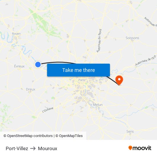 Port-Villez to Mouroux map