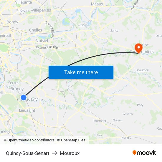 Quincy-Sous-Senart to Mouroux map