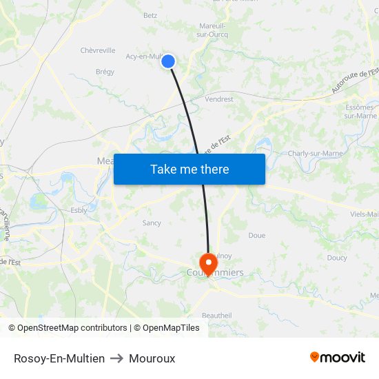 Rosoy-En-Multien to Mouroux map