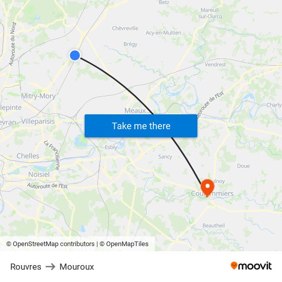 Rouvres to Mouroux map