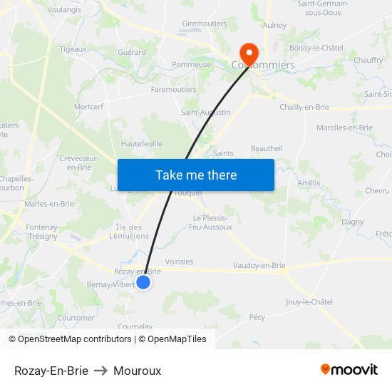 Rozay-En-Brie to Mouroux map