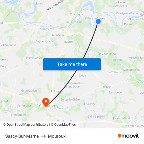 Saacy-Sur-Marne to Mouroux map