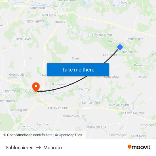 Sablonnieres to Mouroux map