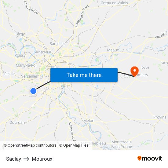 Saclay to Mouroux map