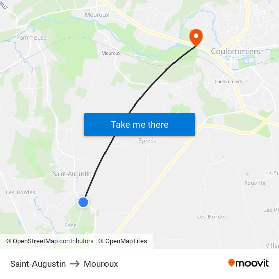 Saint-Augustin to Mouroux map