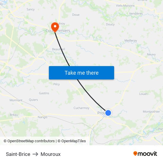 Saint-Brice to Mouroux map