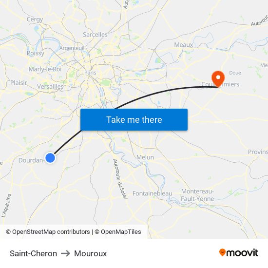 Saint-Cheron to Mouroux map