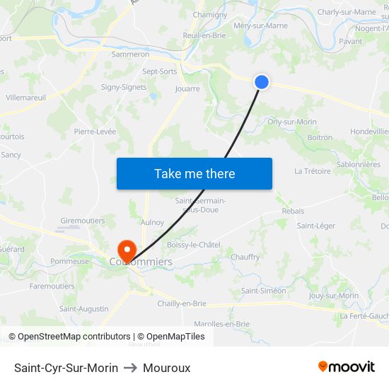 Saint-Cyr-Sur-Morin to Mouroux map
