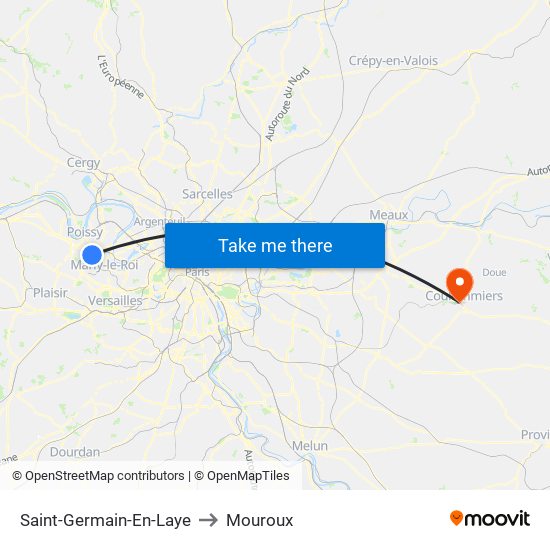 Saint-Germain-En-Laye to Mouroux map