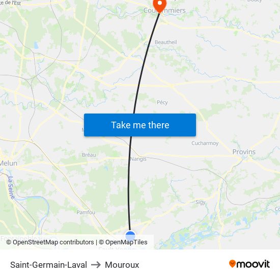 Saint-Germain-Laval to Mouroux map