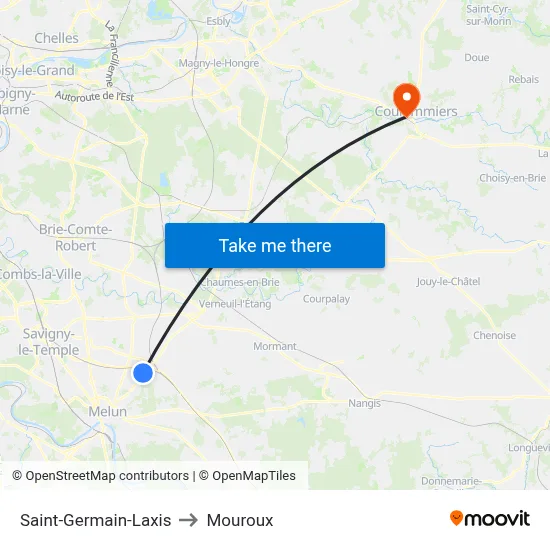 Saint-Germain-Laxis to Mouroux map