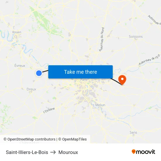 Saint-Illiers-Le-Bois to Mouroux map