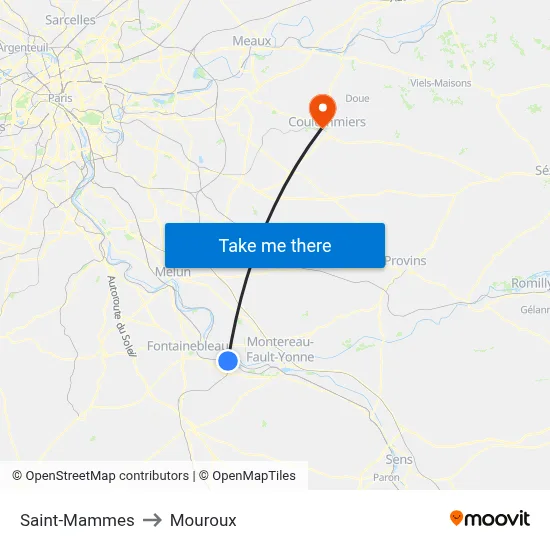 Saint-Mammes to Mouroux map