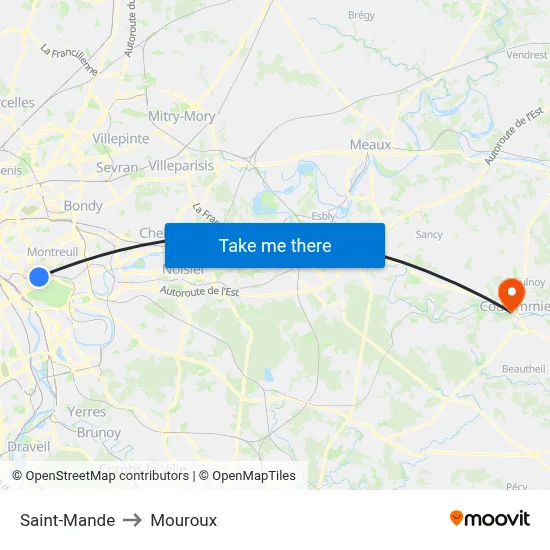 Saint-Mande to Mouroux map