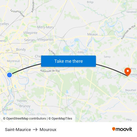 Saint-Maurice to Mouroux map