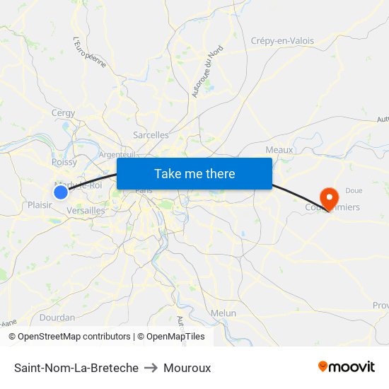 Saint-Nom-La-Breteche to Mouroux map