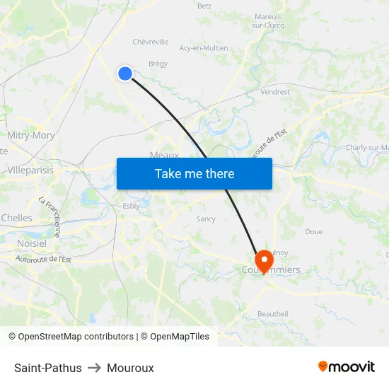 Saint-Pathus to Mouroux map