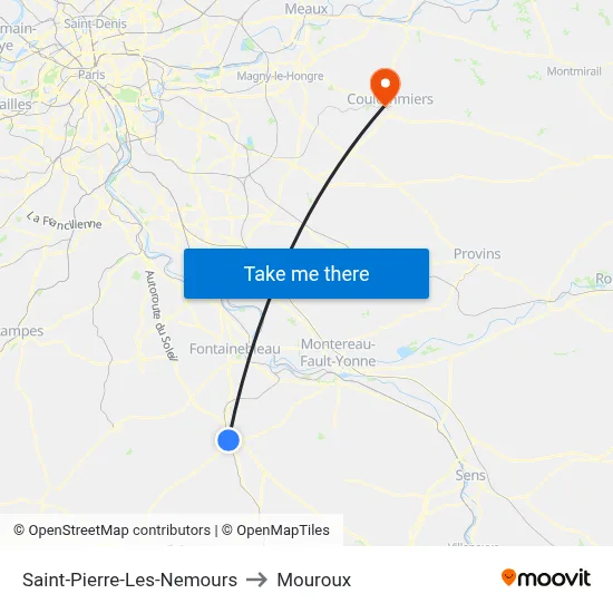 Saint-Pierre-Les-Nemours to Mouroux map