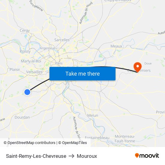 Saint-Remy-Les-Chevreuse to Mouroux map