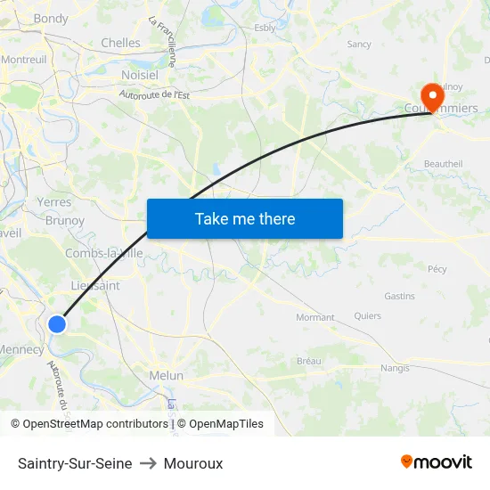 Saintry-Sur-Seine to Mouroux map