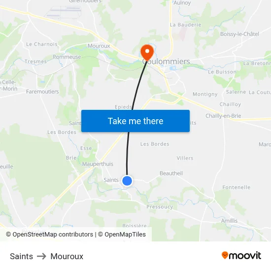 Saints to Mouroux map