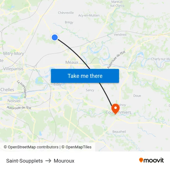 Saint-Soupplets to Mouroux map