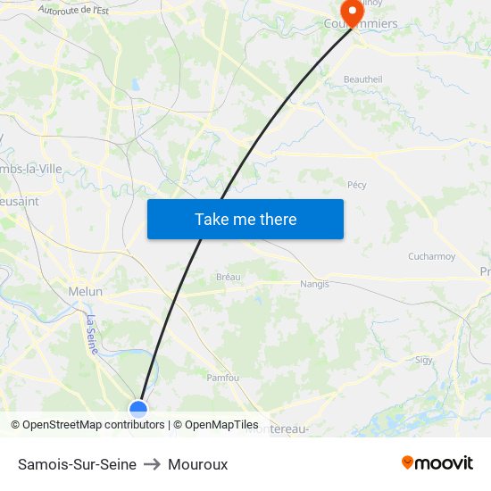 Samois-Sur-Seine to Mouroux map