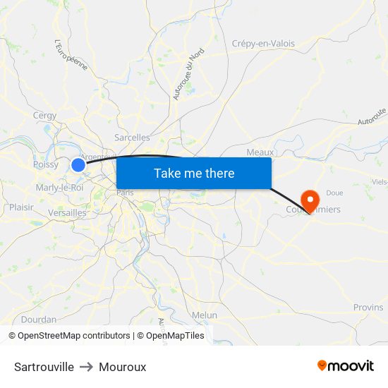 Sartrouville to Mouroux map