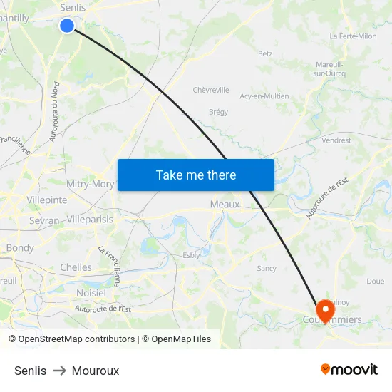 Senlis to Mouroux map