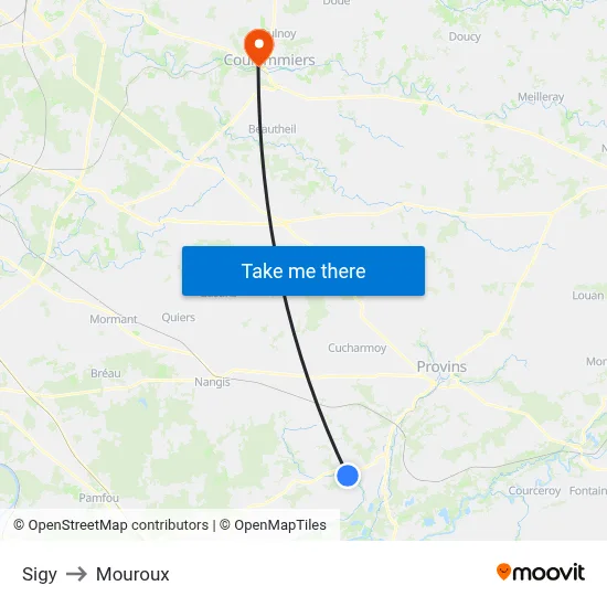 Sigy to Mouroux map