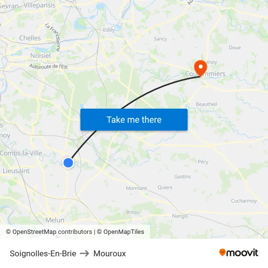 Soignolles-En-Brie to Mouroux map