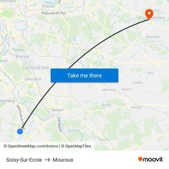 Soisy-Sur-Ecole to Mouroux map