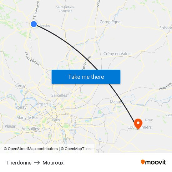 Therdonne to Mouroux map