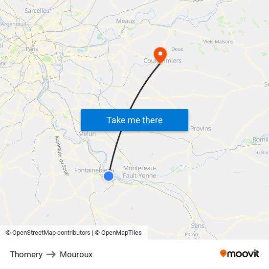Thomery to Mouroux map