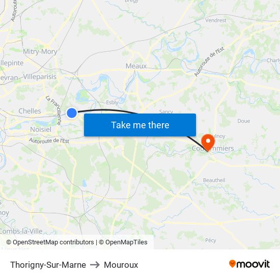 Thorigny-Sur-Marne to Mouroux map