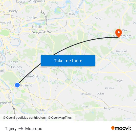 Tigery to Mouroux map