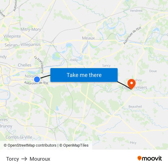 Torcy to Mouroux map